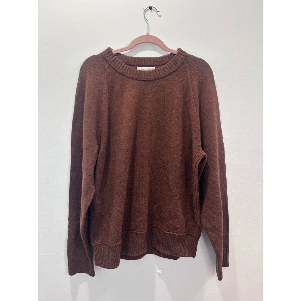Banana Republic Sweater Mens L Brown Italian Yarn Crewneck